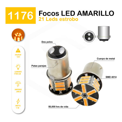 Par 2 Focos 3157 1156 1157 7440 7443 1176 21 Leds Estrobo