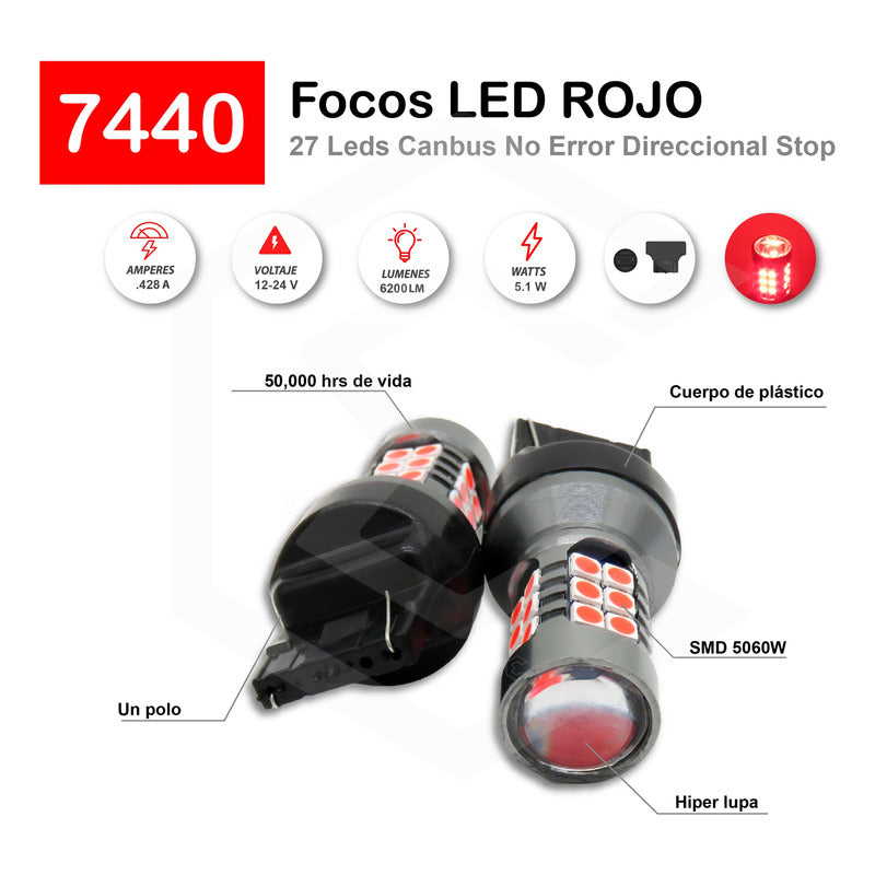2 Focos 27 Led 1156 1157 3157 7440 7443 No Error Stop Cuarto