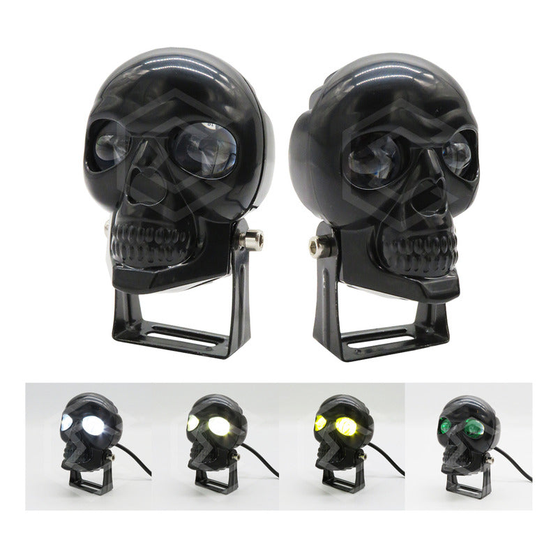 Par Faros 18 Leds 2 Lupas Rgb Calavera 12 Funciones 12-24v