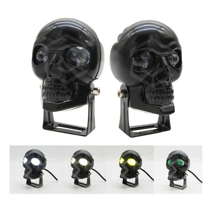 Par Faros 18 Leds 2 Lupas Rgb Calavera 12 Funciones 12-24v