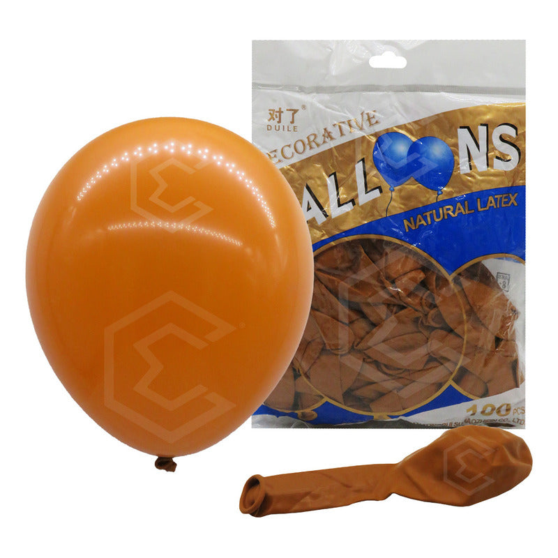 Bolsa 100 Globos Naranja Brillosos #10 Fiestas Y Bodas Latex Naranja