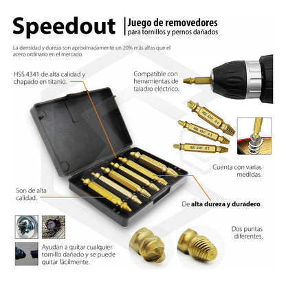Speedout Herramienta Quita Tornillos Pernos Rotos 4 Pzas