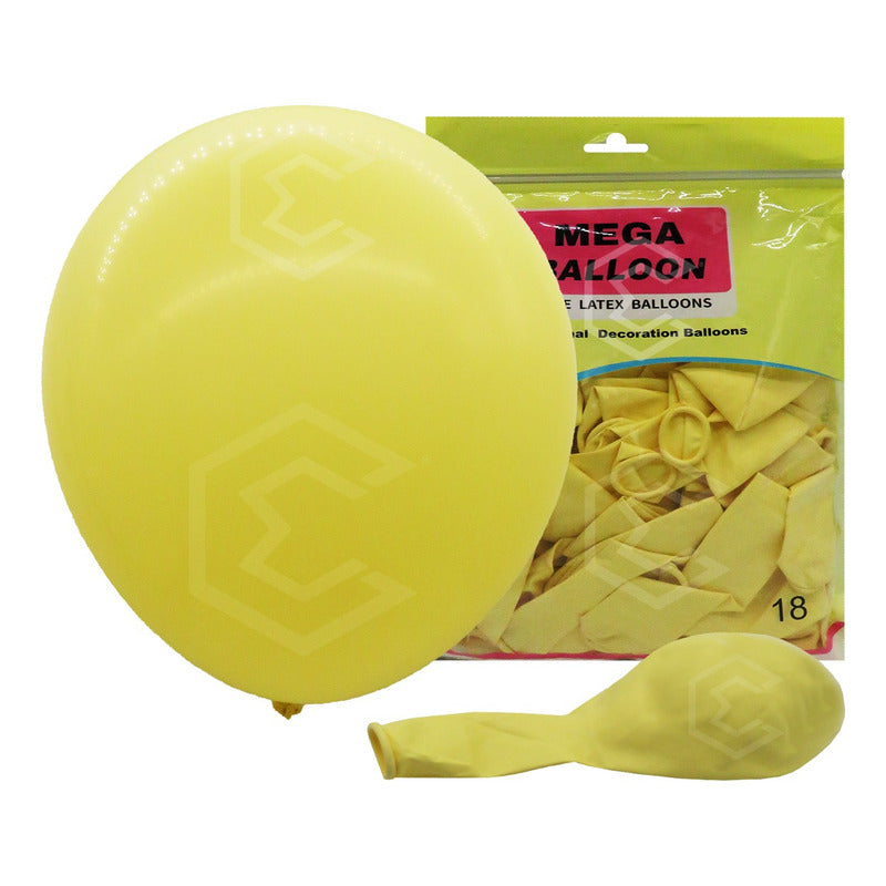 Bolsa 25 Globos Amarillo Brillo #18 Adorno Fiesta Boda Latex Amarillo