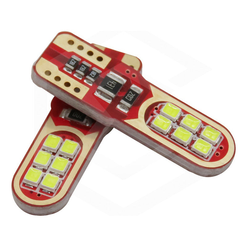 Par De Focos De Pellizco 12 Led 3030  Canbus T10 12v Blanco
