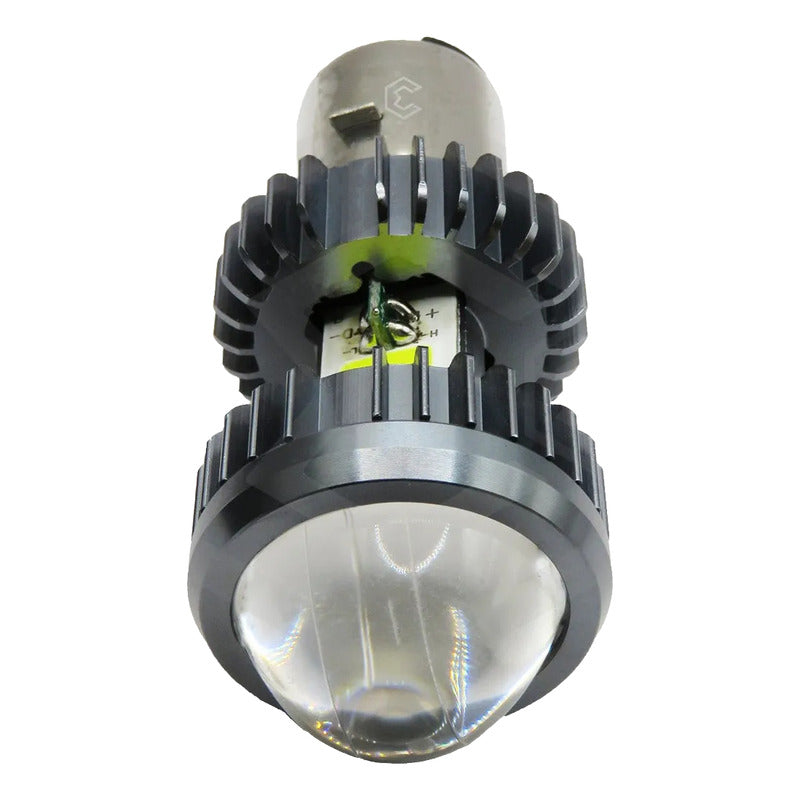 Foco Moto H4 Lupa Proyector Ba20d Bicolor 66 Led 2 Funcion T