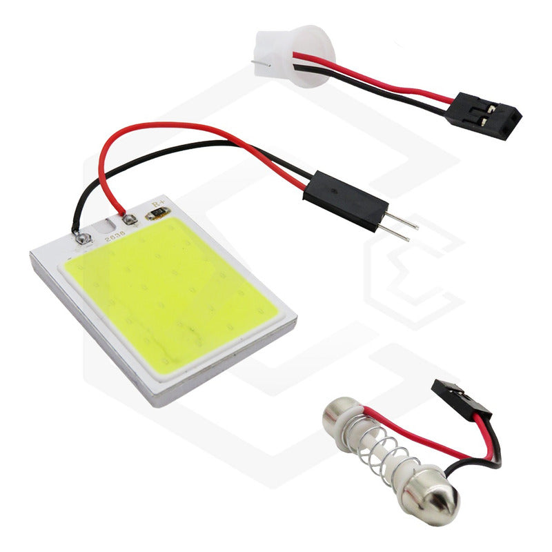 2 Placa Luz Interior Para Coche 24 48 Leds Cob 2 Adaptadores