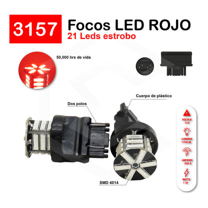 Par 2 Focos 3157 1156 1157 7440 7443 1176 21 Leds Estrobo