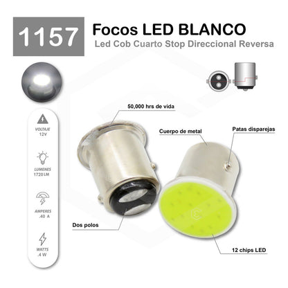 4 Focos 1156 1157 Led Cob Cuarto Stop Direccional Reversa