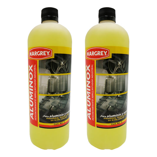 2 Abrillantador Para Aluminio Acero Margrey Aluminox 1 L Amarillo