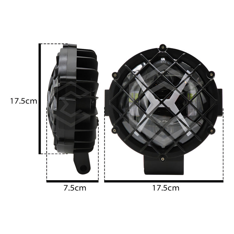 Par De Faros 7'' 30 Leds 4 Lupas Bicolor En X Rejilla 12-24v