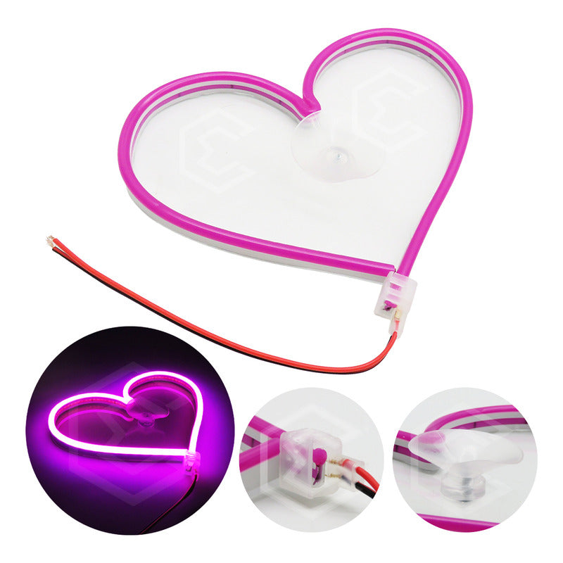 Figura Corazon Led Luz Neon Parabrisas Chupón Grande26cm 12v