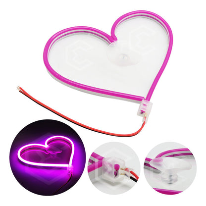Figura Corazon Led Luz Neon Parabrisas Chupón Grande26cm 12v