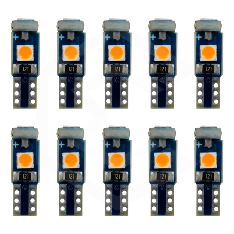 Kit 10 Focos 3 Leds Tablero Mandos T5 3030 3w 12v Colores