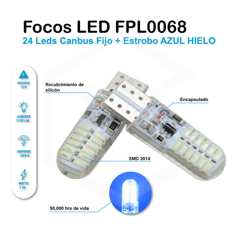 Kit De 10 Focos De Pellizco 24 Leds Canbus Fijo+estrobo 12v