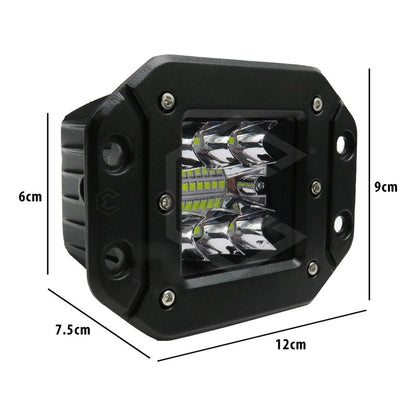 2 Faros Empotrable Fascia 14 Led Blanco O Ambar Fijo 12-24v