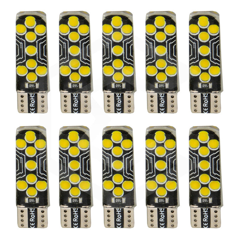 Kit De 10 Focos De Pellizco T10 18 Led Cob Gel Alta Potencia