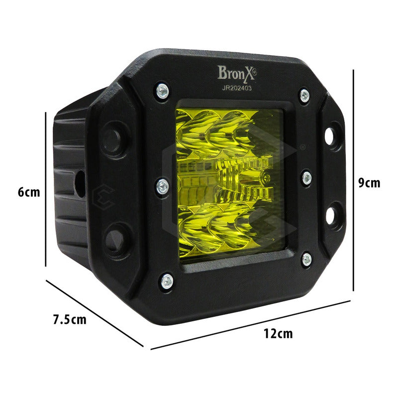 2 Faros Empotrable Fascia 14 Led Blanco O Ambar Fijo 12-24v