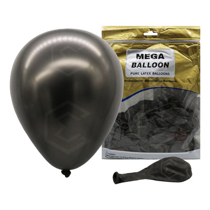 Bolsa 100 Globos Negro Metalizado #5 Fiestas Y Bodas Latex Negro Metalizado