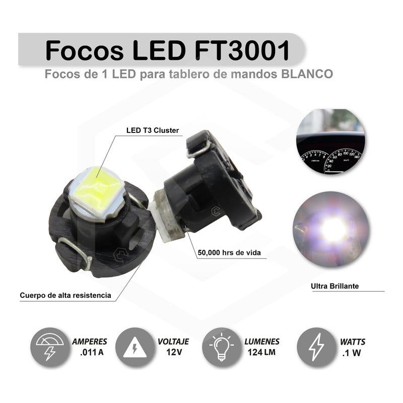 Kit 10 Focos Led T3 T4.2 T4.7 Clúster Para Tablero Fija 12v