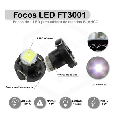 Kit 10 Focos Led T3 T4.2 T4.7 Clúster Para Tablero Fija 12v