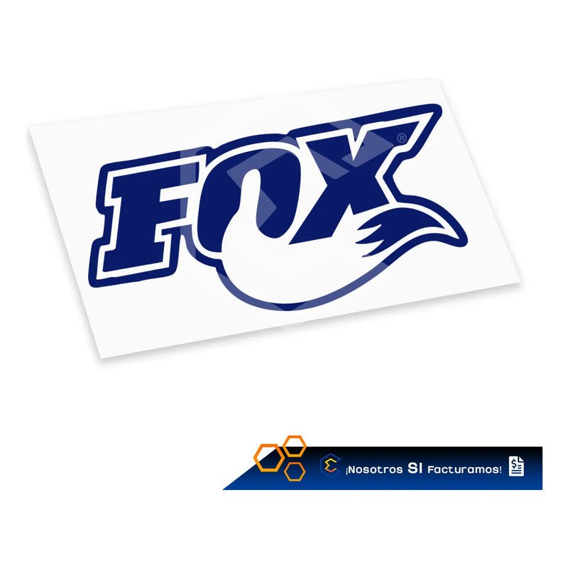 Calcomanía Fox Zorro Azul Letras Sticker Vinil Auto 12cm