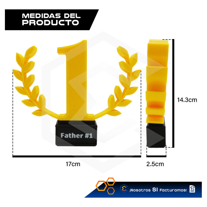 Trofeo Premio Papá #1 Regalo Día Del Padre Impresión 3d Petg