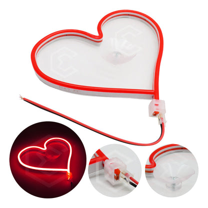 Figura Corazon Led Luz Neon Parabrisas Chupón Grande26cm 12v