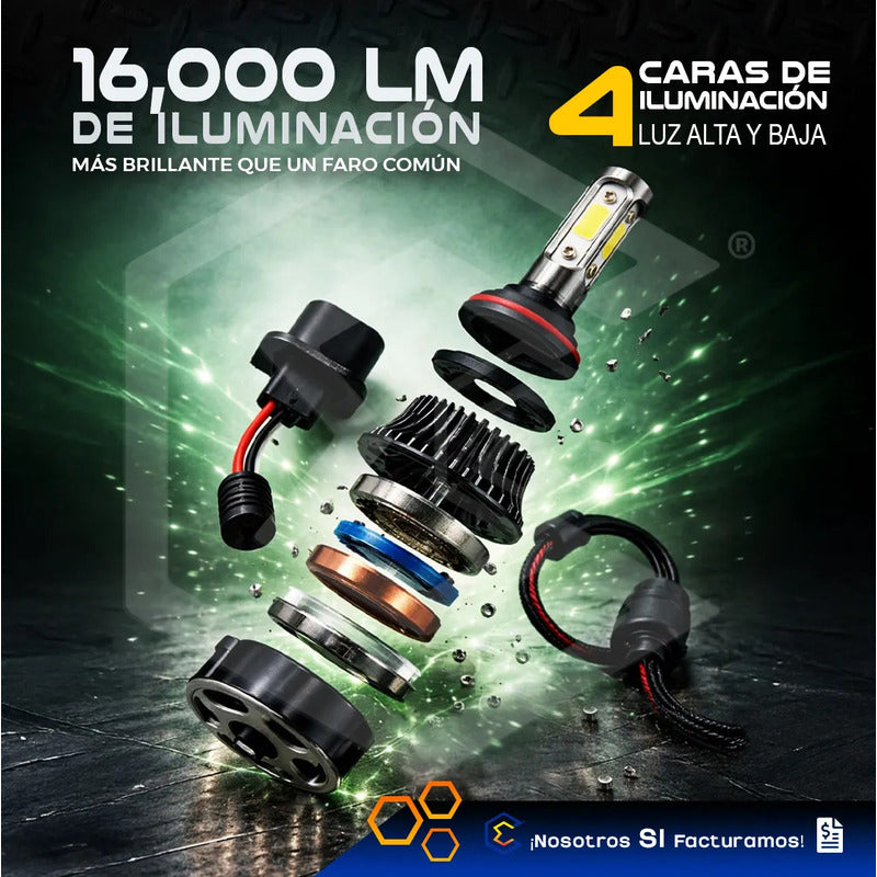 2 Focos Led H13 4cara Ventilador Alta Baja 16000lm 25w 9-32v H13