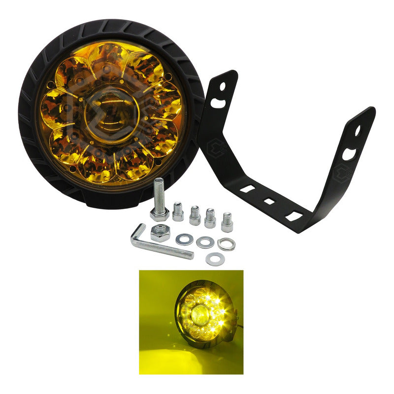 Faros Universales Redondo 10 Leds Hiper Lupa Fijo 7'' 12-24v