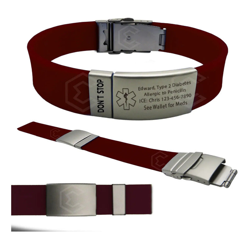 Pulsera Identificación Personalizada Emergencia Grabadoláser Cafe
