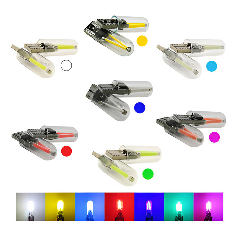 Kit 10 Foco De Pellizco Led Cob Vidrio Filamento Canbus T10