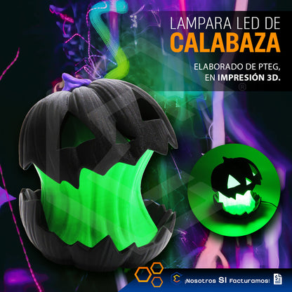 Lámpara Calabaza Luz Led Halloween Decoracion E Impresión 3d Negro