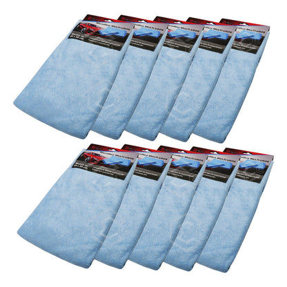 10 Paño Toalla Microfibra Multiusos Ultra Absorbente 60x90cm Azul