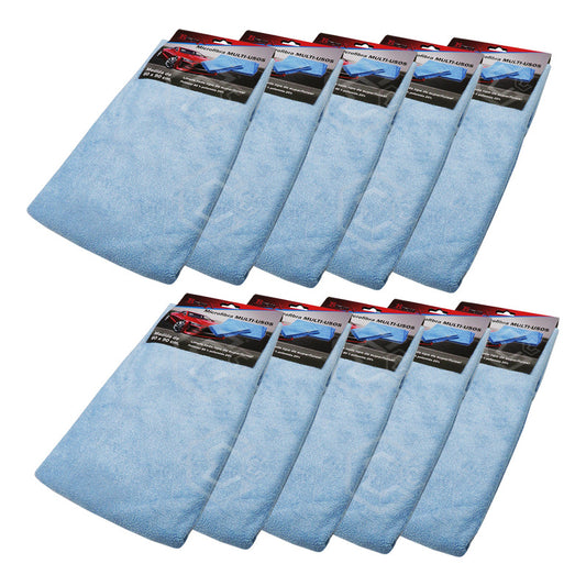 10 Paño Toalla Microfibra Multiusos Ultra Absorbente 60x90cm Azul