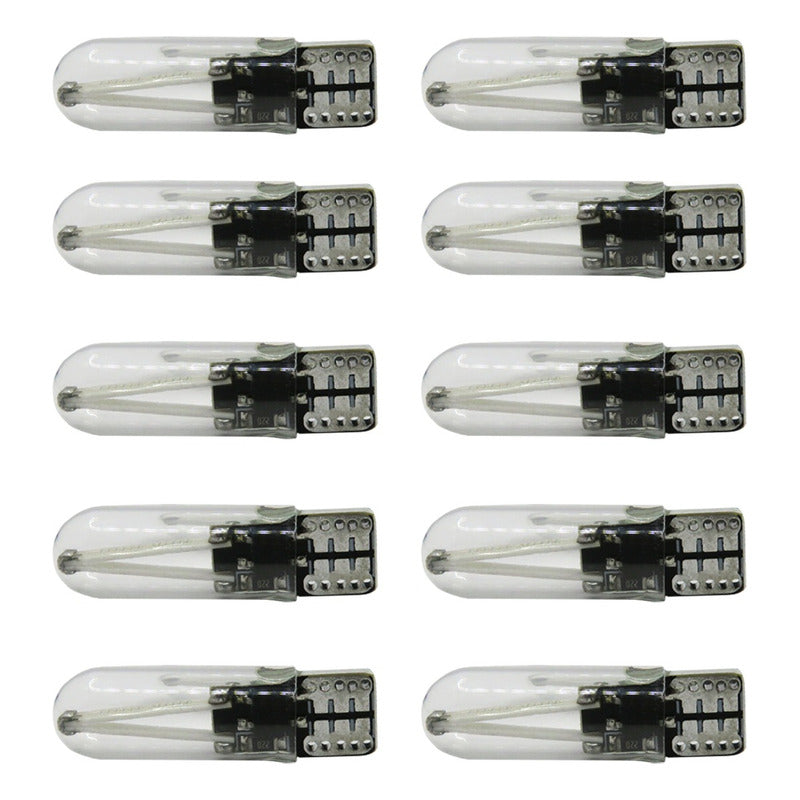 Kit 10 Foco De Pellizco Led Cob Vidrio Filamento Canbus T10