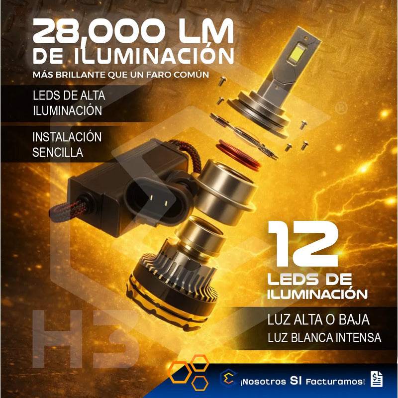 2 Focos Led H3 Canbus Ventilador Alta Baja 28000lm 71w 9-36v H3