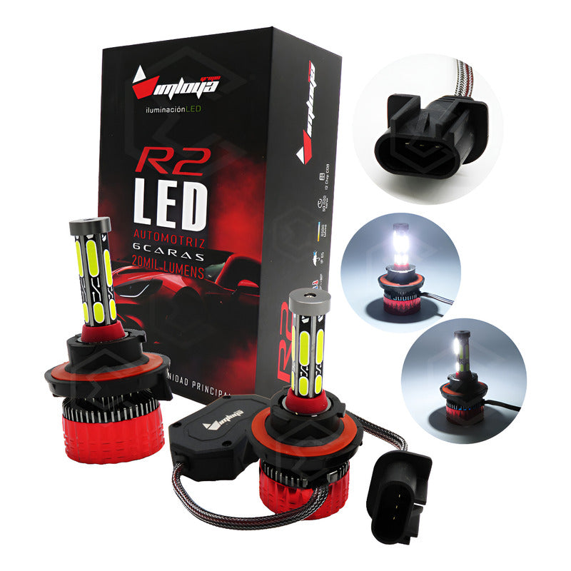 2 Focos Led H13 Ventilador Alta Y Baja Aro Luz 15000lm 12-24 H13