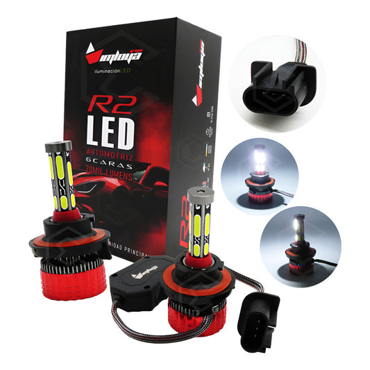 2 Focos Led H13 Ventilador Alta Y Baja Aro Luz 15000lm 12-24 H13