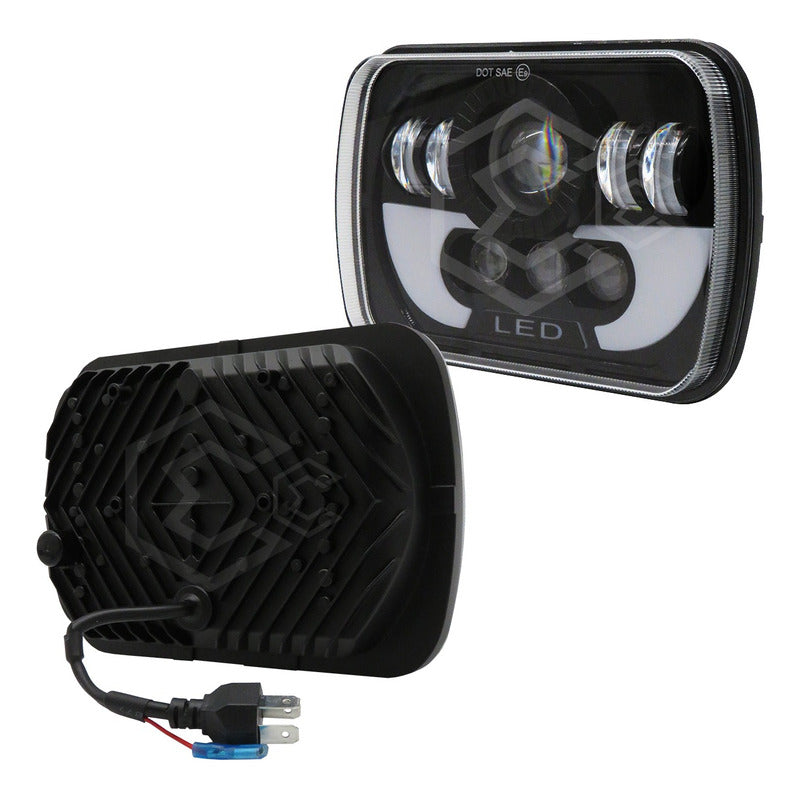 Par De Faros Unidad 5x7 Luz Cortesía Blanca 8 Lupas 12-24v