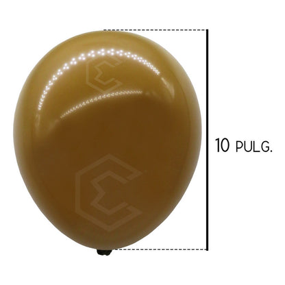 Bolsa 100 Globos Cafe Khaki Brilloso #10 Fiestas Bodas Latex Café