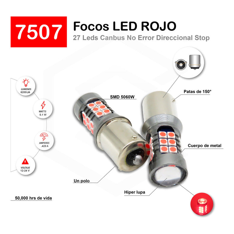 2 Focos 27 Led 1156 1157 3157 7440 7443 No Error Stop Cuarto