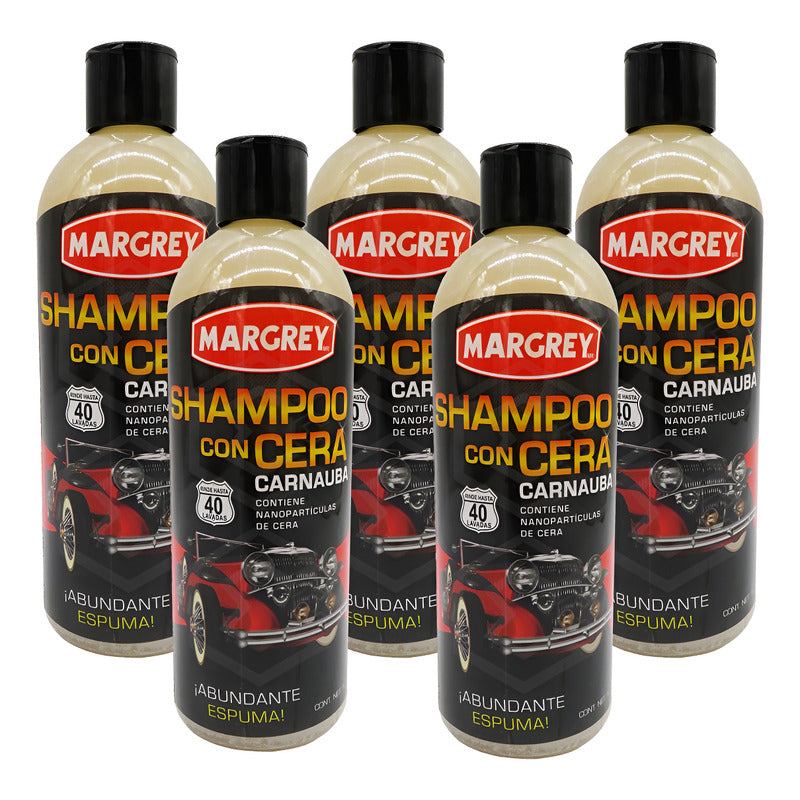 5 Shampoo Con Cera Autos Y Motos 1lt Alta Espuma Margrey
