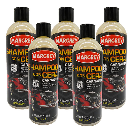 5 Shampoo Con Cera Autos Y Motos 1lt Alta Espuma Margrey