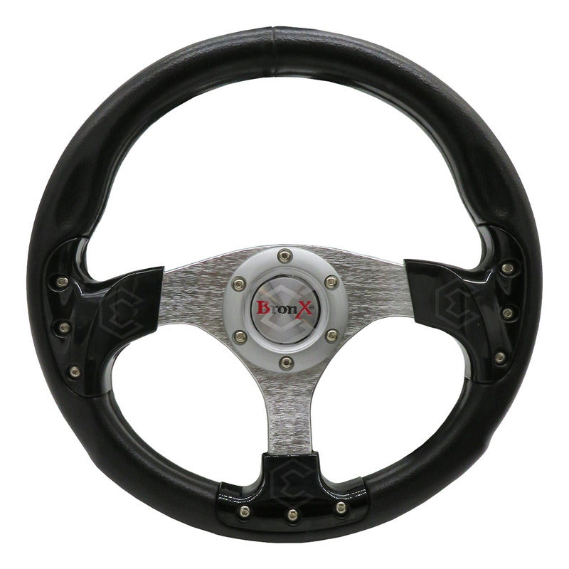 Volante Deportivo Universal De Metal Acabado Color Negro