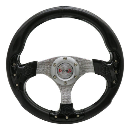 Volante Deportivo Universal De Metal Acabado Color Negro