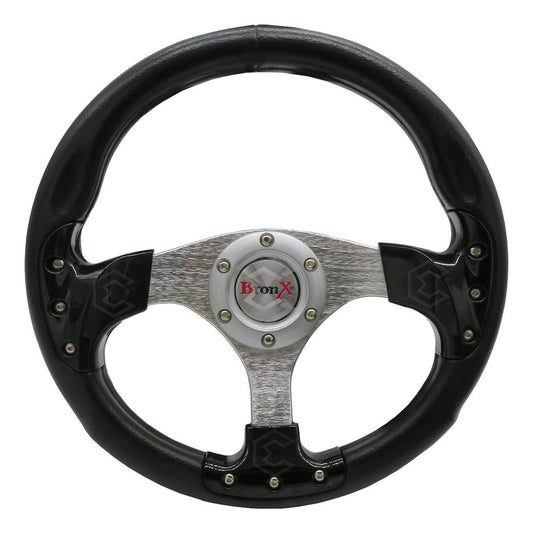 Volante Deportivo Universal De Metal Acabado Color Negro