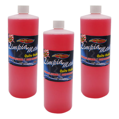 3 Limpiador Metal Aluminio Acero Inoxidable Remueve Oxido 1l Rosa