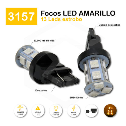 2 Focos 1157 1156 1176 3157 7440 7443 13 Leds  Estrobo 12v