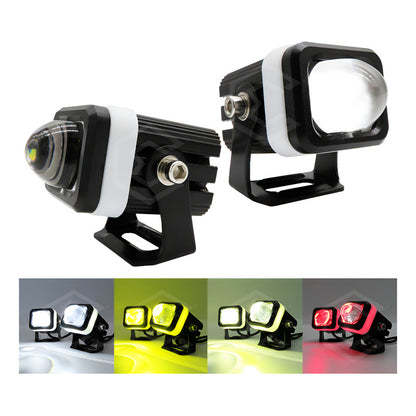 Par Faros 10 Leds Bicolor Rojo Con Lupa 4 Funciones 10-30v
