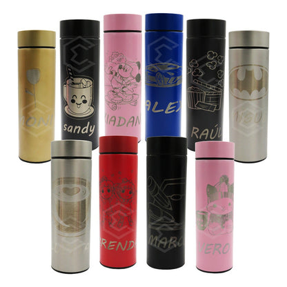 Termo Digital Personalizado Nombre Logo Grabado Láser 500ml